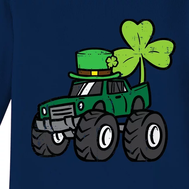 St Patrick Day Monster Truck Saint Pattys Irish Boy Baby Long Sleeve Bodysuit