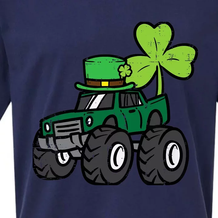 St Patrick Day Monster Truck Saint Pattys Irish Boy Sueded Cloud Jersey T-Shirt