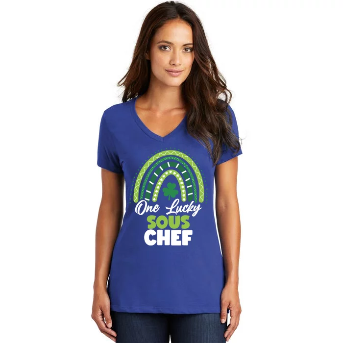 St Patricks Day One Lucky Sous Chef Funny Gift Women's V-Neck T-Shirt