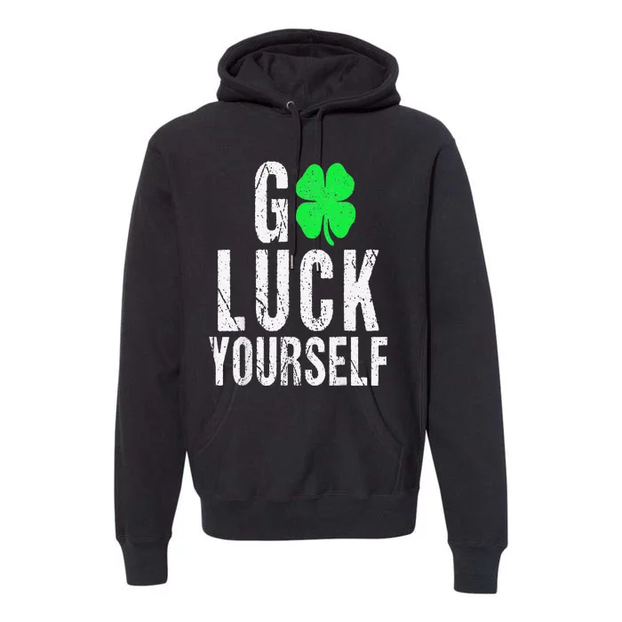 Saint Patrick's Day Good Luck Yourself Green Clover Premium Hoodie