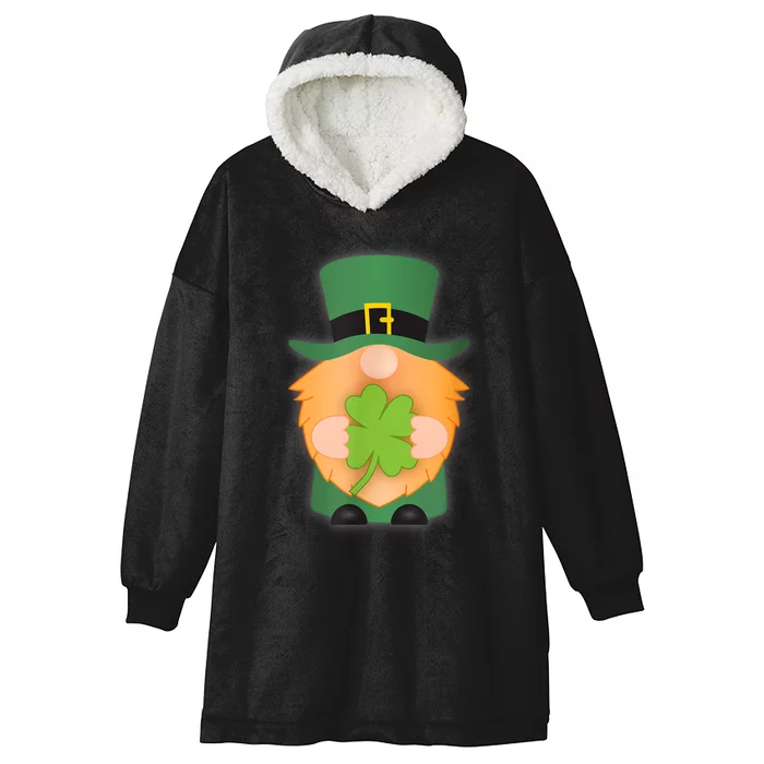 St. Patrick's Day Leprechaun Gnome Four Leaf Clover Hooded Wearable Blanket