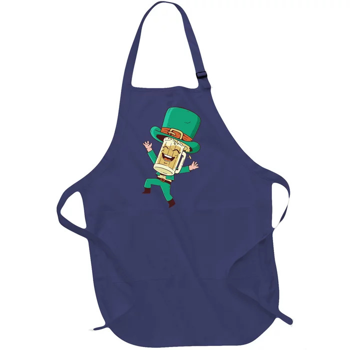 St Patrick's Day St Irish Beer Whiskey Shamrock Full-Length Apron With Pocket