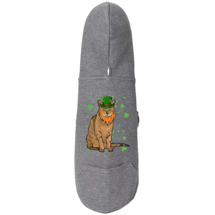 St Patricks Day Chausie Cat Shamrock Gift Doggie 3-End Fleece Hoodie