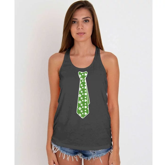 St. Patrick's Day Shamrock Tie Cute Irish Clover Funny Women's Knotted Racerback Tank