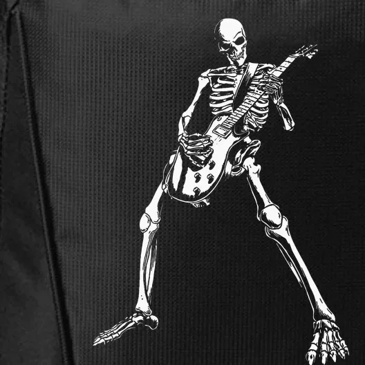 Skeleton Playing Electric Guitar Solo Halloween Rock Music City Backpack