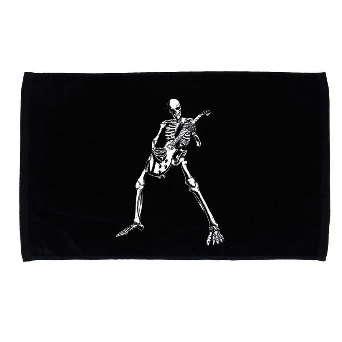 Skeleton Playing Electric Guitar Solo Halloween Rock Music Microfiber Hand Towel