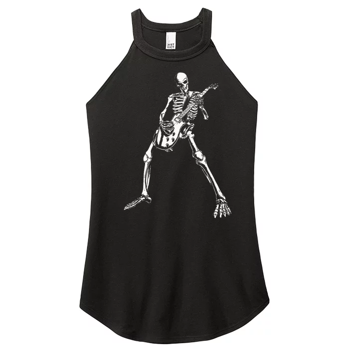 Skeleton Playing Electric Guitar Solo Halloween Rock Music Women’s Perfect Tri Rocker Tank