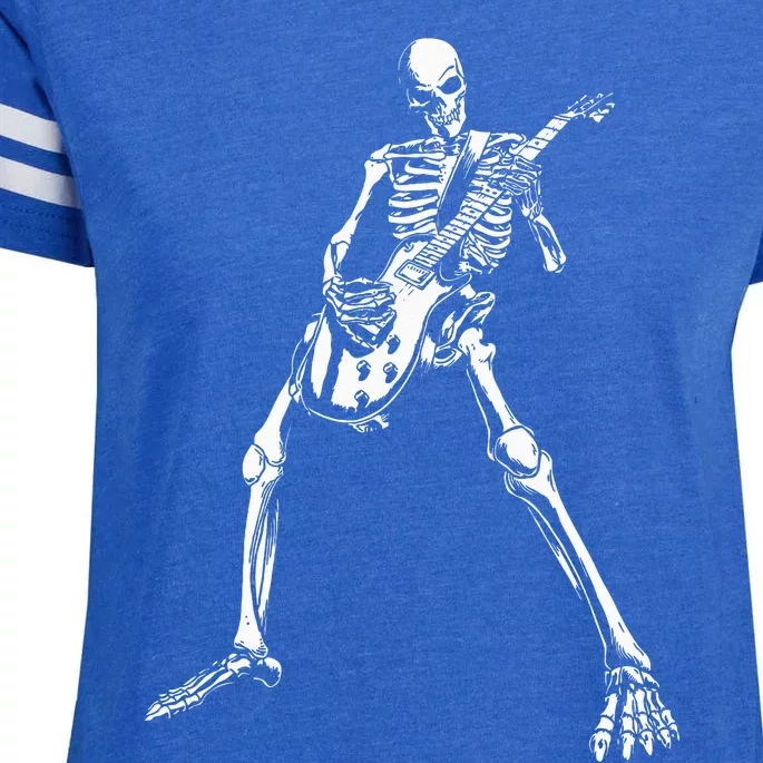 Skeleton Playing Electric Guitar Solo Halloween Rock Music Enza Ladies Jersey Football T-Shirt