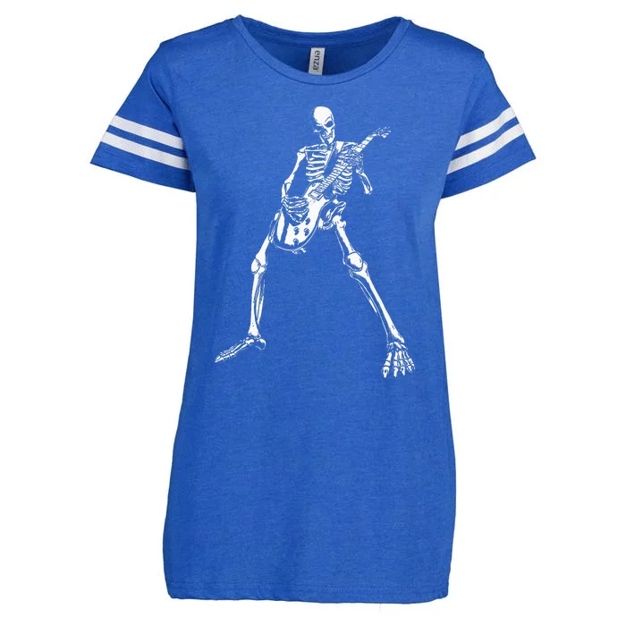 Skeleton Playing Electric Guitar Solo Halloween Rock Music Enza Ladies Jersey Football T-Shirt