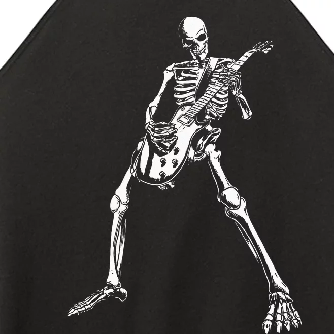 Skeleton Playing Electric Guitar Solo Halloween Rock Music Women’s Perfect Tri Rocker Tank