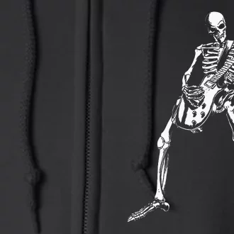 Skeleton Playing Electric Guitar Solo Halloween Rock Music Full Zip Hoodie