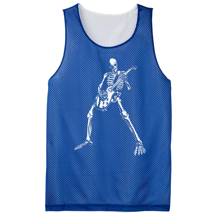 Skeleton Playing Electric Guitar Solo Halloween Rock Music Mesh Reversible Basketball Jersey Tank