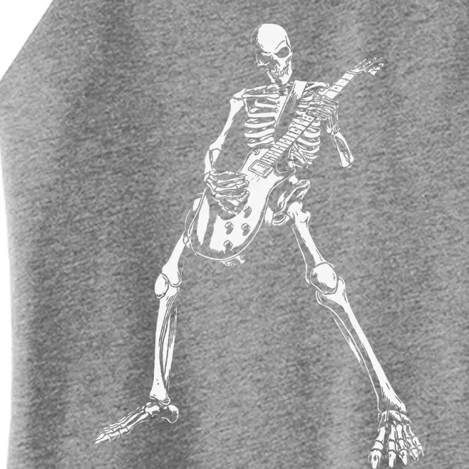 Skeleton Playing Electric Guitar Solo Halloween Rock Music Women’s Perfect Tri Rocker Tank