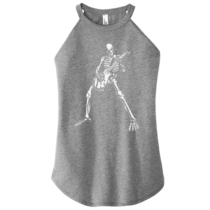 Skeleton Playing Electric Guitar Solo Halloween Rock Music Women’s Perfect Tri Rocker Tank