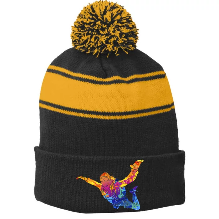 Skydiving Parachutust Extreme Sport Stripe Pom Pom Beanie