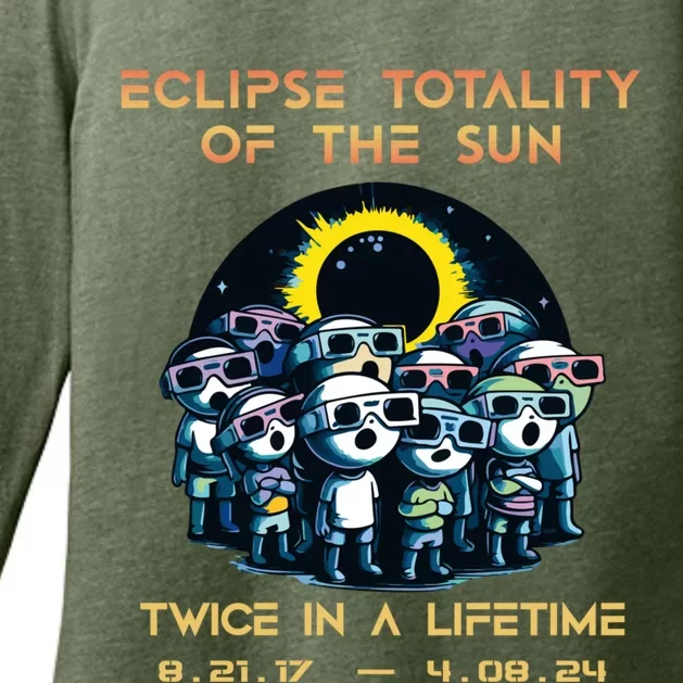 Stick People Eclipse Totality Of The Sun Twice In A Lifetime Womens CVC Long Sleeve Shirt