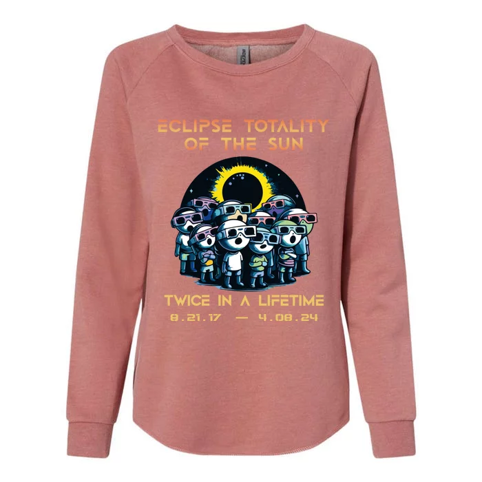 Stick People Eclipse Totality Of The Sun Twice In A Lifetime Womens California Wash Sweatshirt