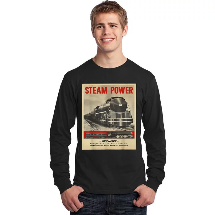 Steam Power Engine Train Tall Long Sleeve T-Shirt