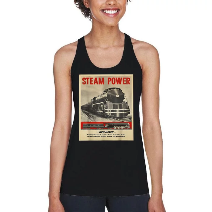 Steam Power Engine Train Women's Racerback Tank