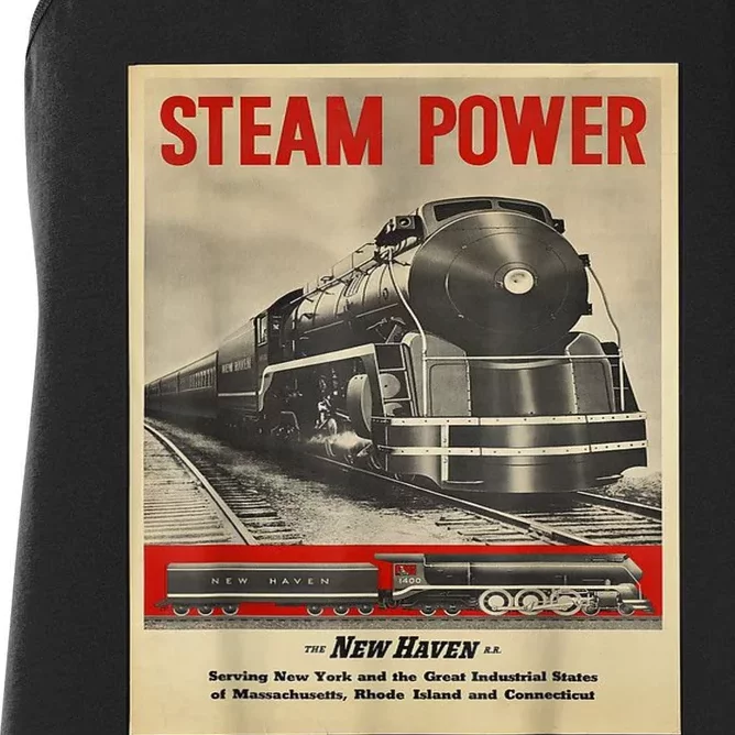 Steam Power Engine Train Women's Racerback Tank