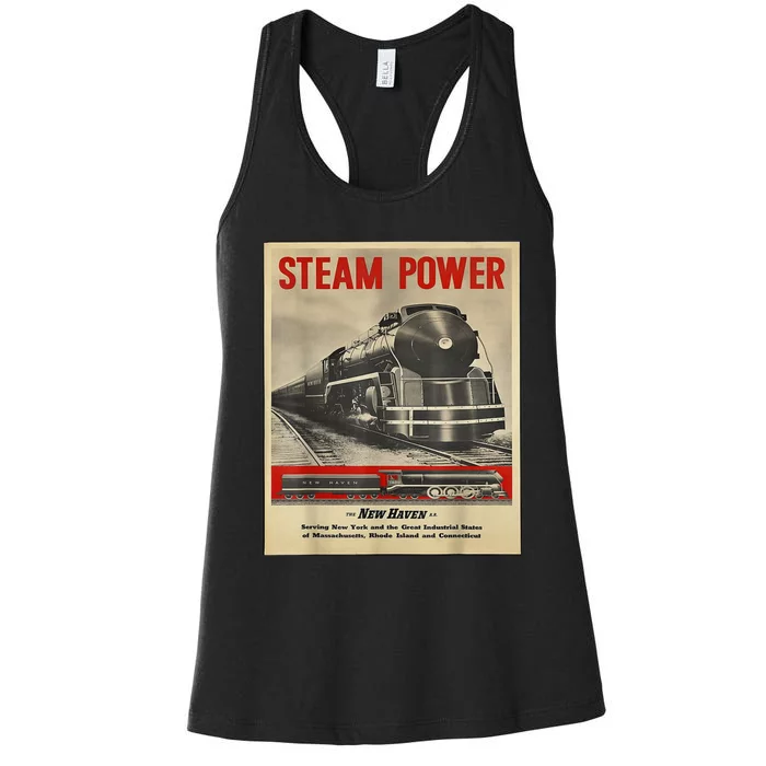 Steam Power Engine Train Women's Racerback Tank