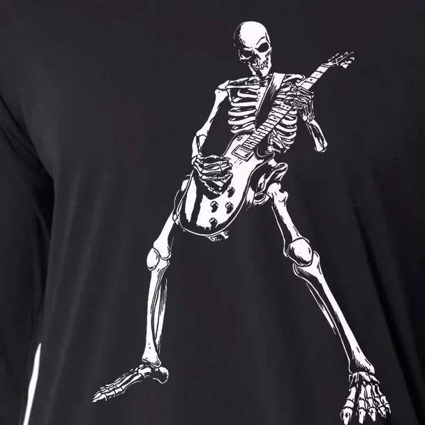 Skeleton Playing Electric Guitar Solo Cooling Performance Long Sleeve Crew