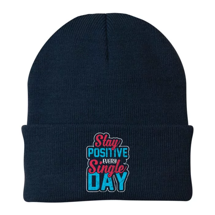 Stay Positive Every Single Day Knit Cap Winter Beanie