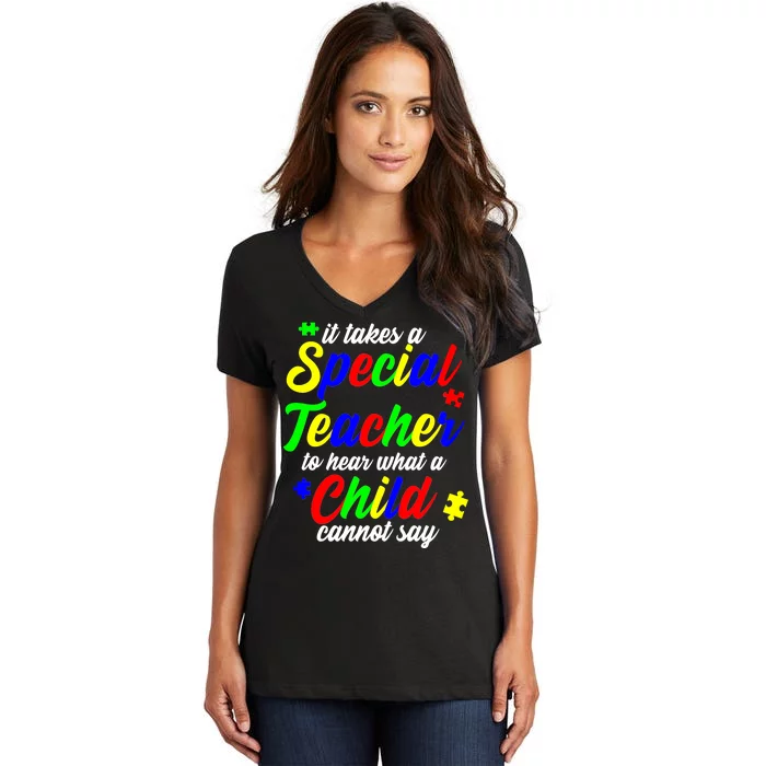 Special Autism Teacher Women's V-Neck T-Shirt