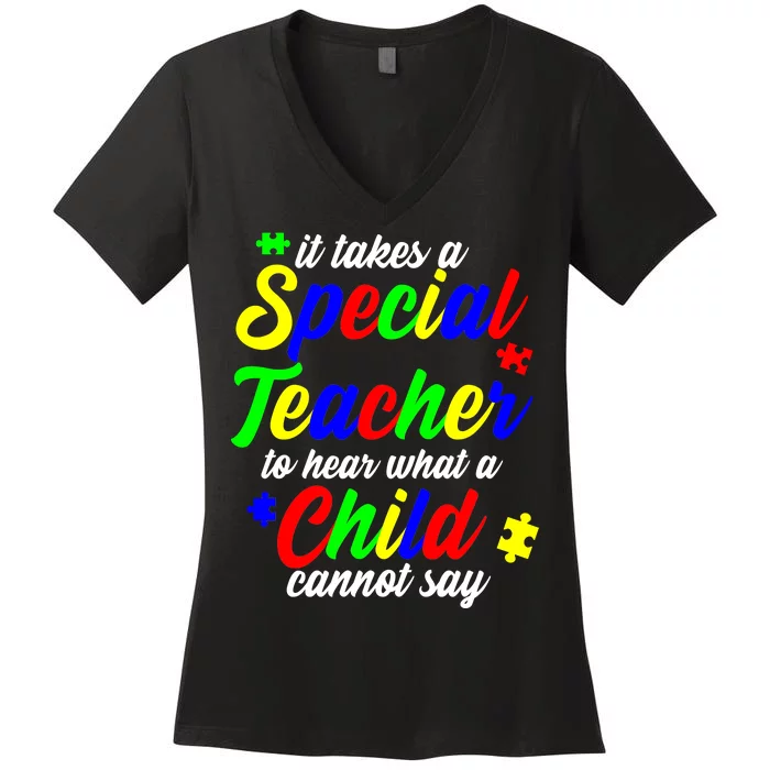 Special Autism Teacher Women's V-Neck T-Shirt