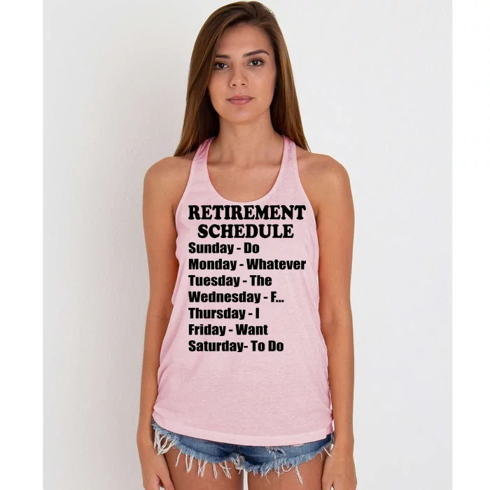 Special Retiree Gift - Funny Retirement Schedule Women's Knotted Racerback Tank