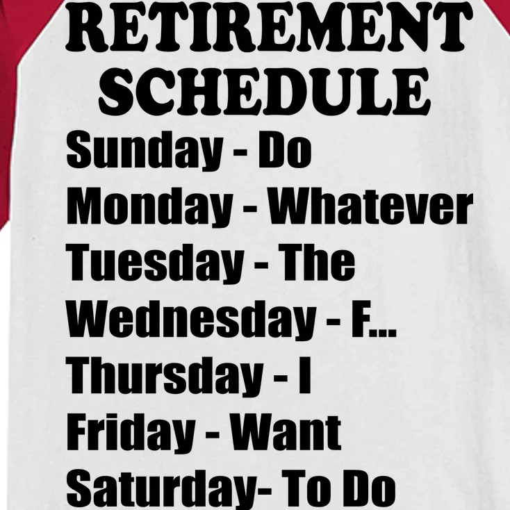 Special Retiree Gift - Funny Retirement Schedule Kids Colorblock Raglan Jersey