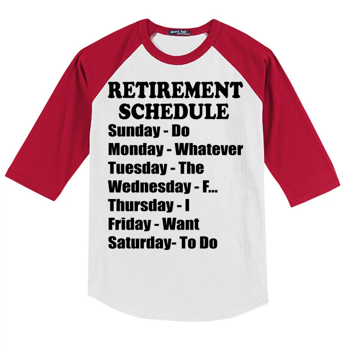 Special Retiree Gift - Funny Retirement Schedule Kids Colorblock Raglan Jersey