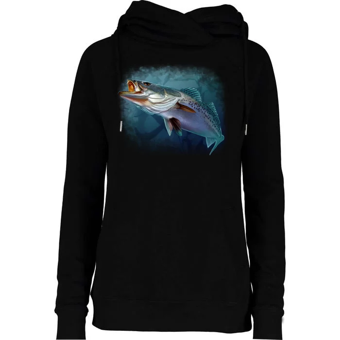 Speck Trout Fish Womens Funnel Neck Pullover Hood