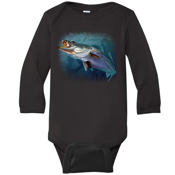 Speck Trout Fish Baby Long Sleeve Bodysuit