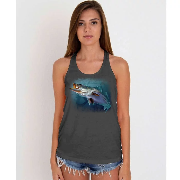 Speck Trout Fish Women's Knotted Racerback Tank