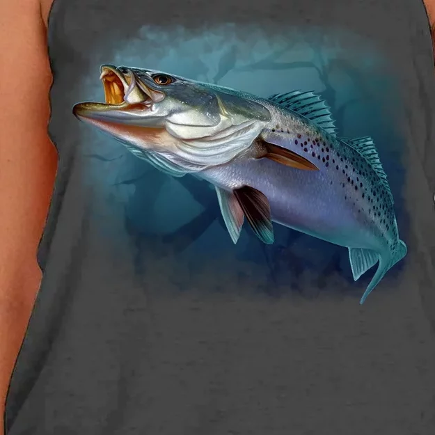 Speck Trout Fish Women's Knotted Racerback Tank