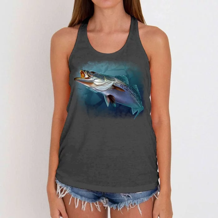 Speck Trout Fish Women's Knotted Racerback Tank