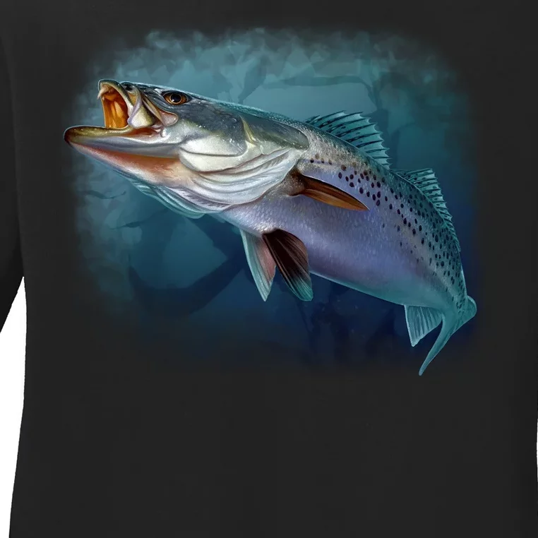 Speck Trout Fish Ladies Long Sleeve Shirt