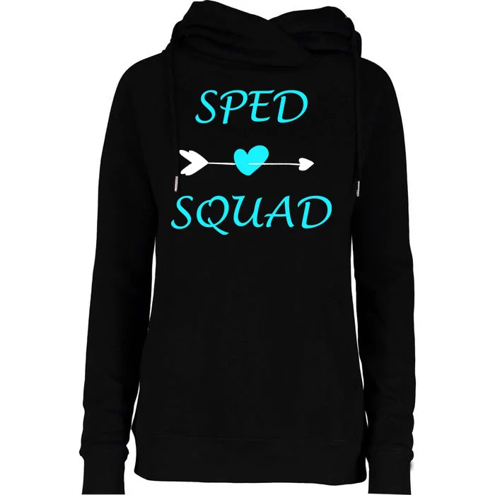 Sped Squad Special Education Teacher Womens Funnel Neck Pullover Hood