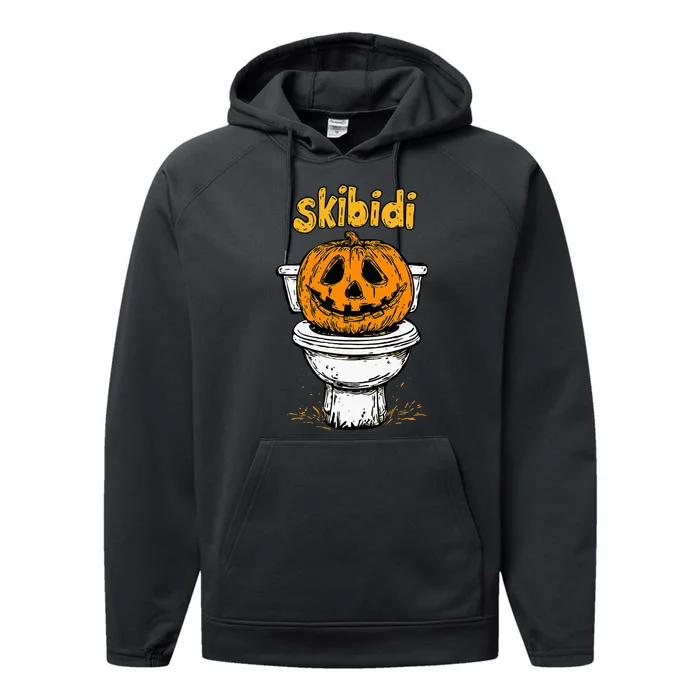 S.K.I.B.I.D.I Pumpkin Funny Halloween Toilet Fun Crazy Slang Performance Fleece Hoodie