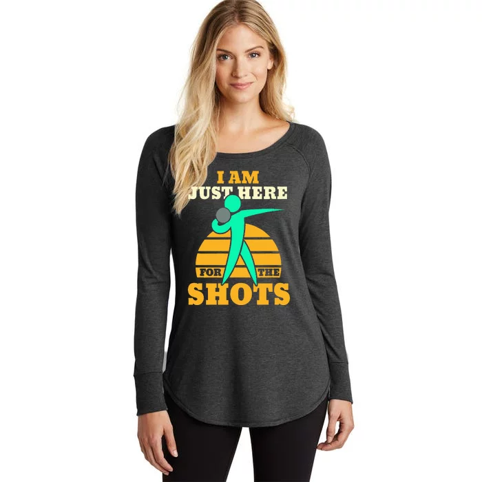 Shot Put Funny Here For The Shots Sport Shot Putter Women's Perfect Tri Tunic Long Sleeve Shirt