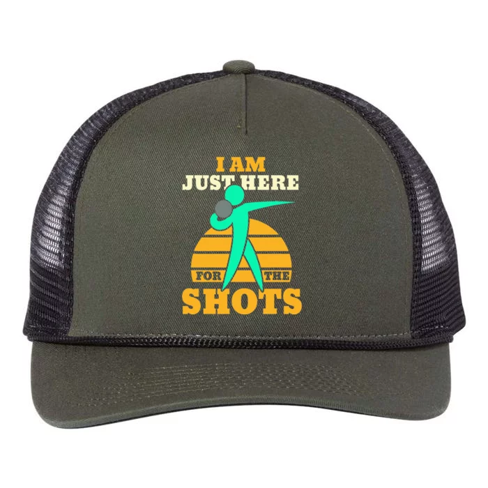 Shot Put Funny Here For The Shots Sport Shot Putter Retro Rope Trucker Hat Cap