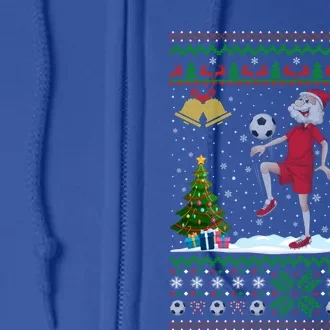 Santa Playing Football Xmas Gift Ugly Soccer Christmas Meaningful Gift Full Zip Hoodie