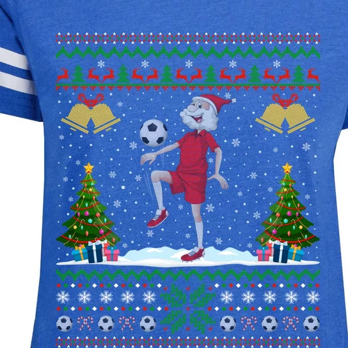 Santa Playing Football Xmas Gift Ugly Soccer Christmas Meaningful Gift Enza Ladies Jersey Football T-Shirt