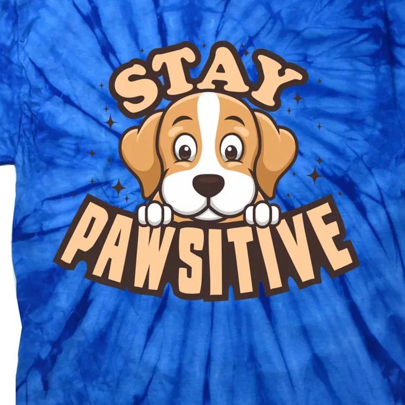 Stay Pawsitive Funny Dog Mom And Dad Love Dog Lover Great Gift Tie-Dye T-Shirt