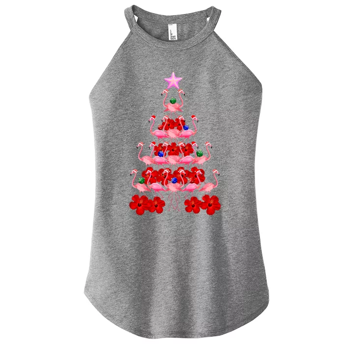 Santa Pink Flamingo Christmas Tree Cool Gift Women’s Perfect Tri Rocker Tank