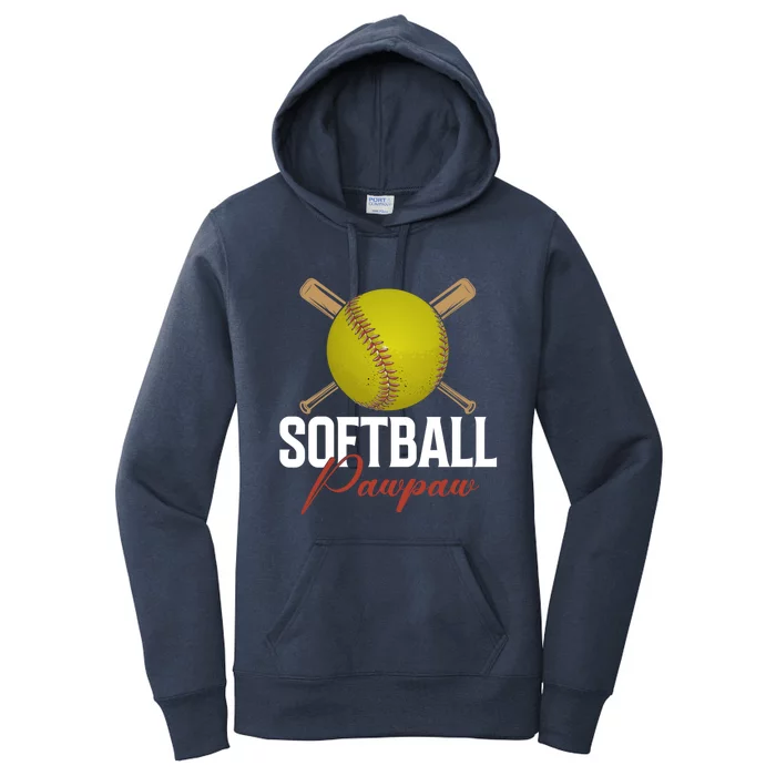 Softball Pawpaw FatherS Day Baseball Softball Pawpaw Funny Gift Women's Pullover Hoodie