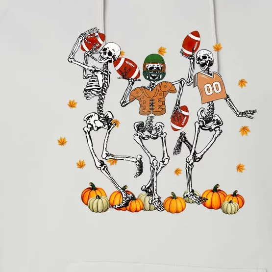 Skeleton Playing Football Halloween Spooky Season Performance Fleece Hoodie