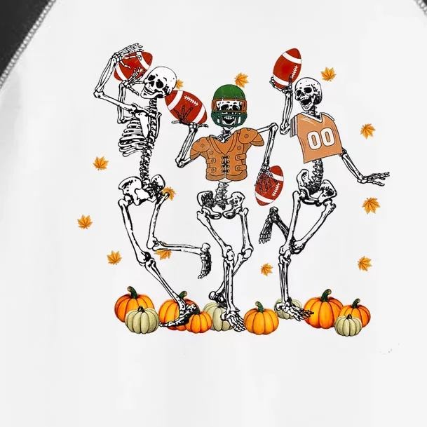 Skeleton Playing Football Halloween Spooky Season Toddler Fine Jersey T-Shirt