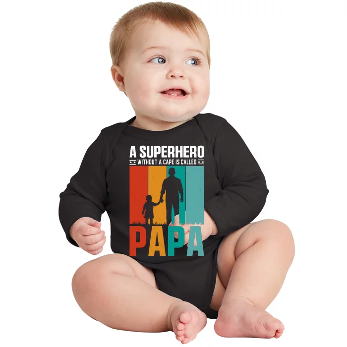 Superhero Papa FatherS Day Graphic Baby Long Sleeve Bodysuit